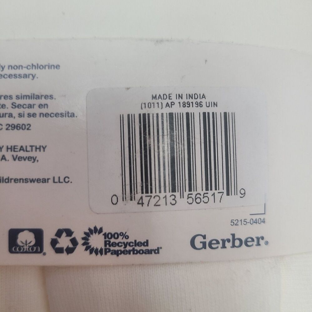 Gerber Brand Onesies 5pk One Piece Underwear Baby 3-6 Months White Cotton New - Picture 6 of 7